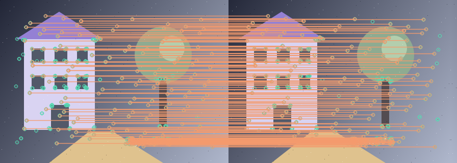 Candidate matches: Cross-checked ORB descriptors before geometric rejection.