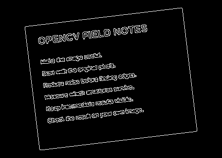 Page edges: Candidate page boundaries after smoothing and edge detection.